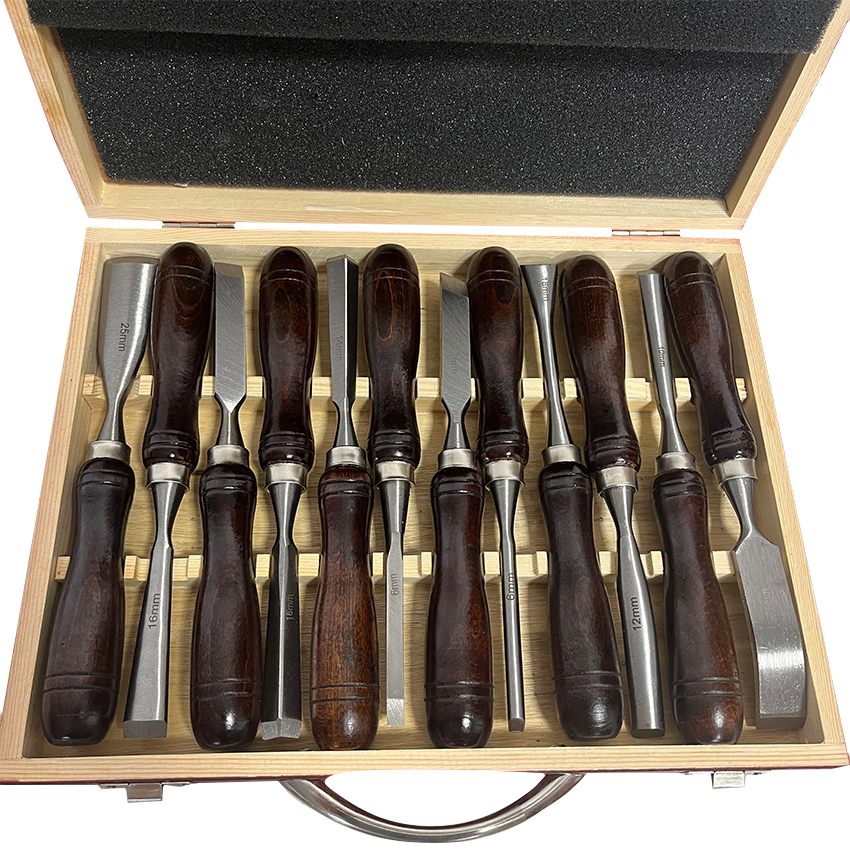 Wholesale Wood Carving Knife Set 12 PCS Hand Carving Tool Set 60 CRV  Steel Wooden Handle Carving Chisel