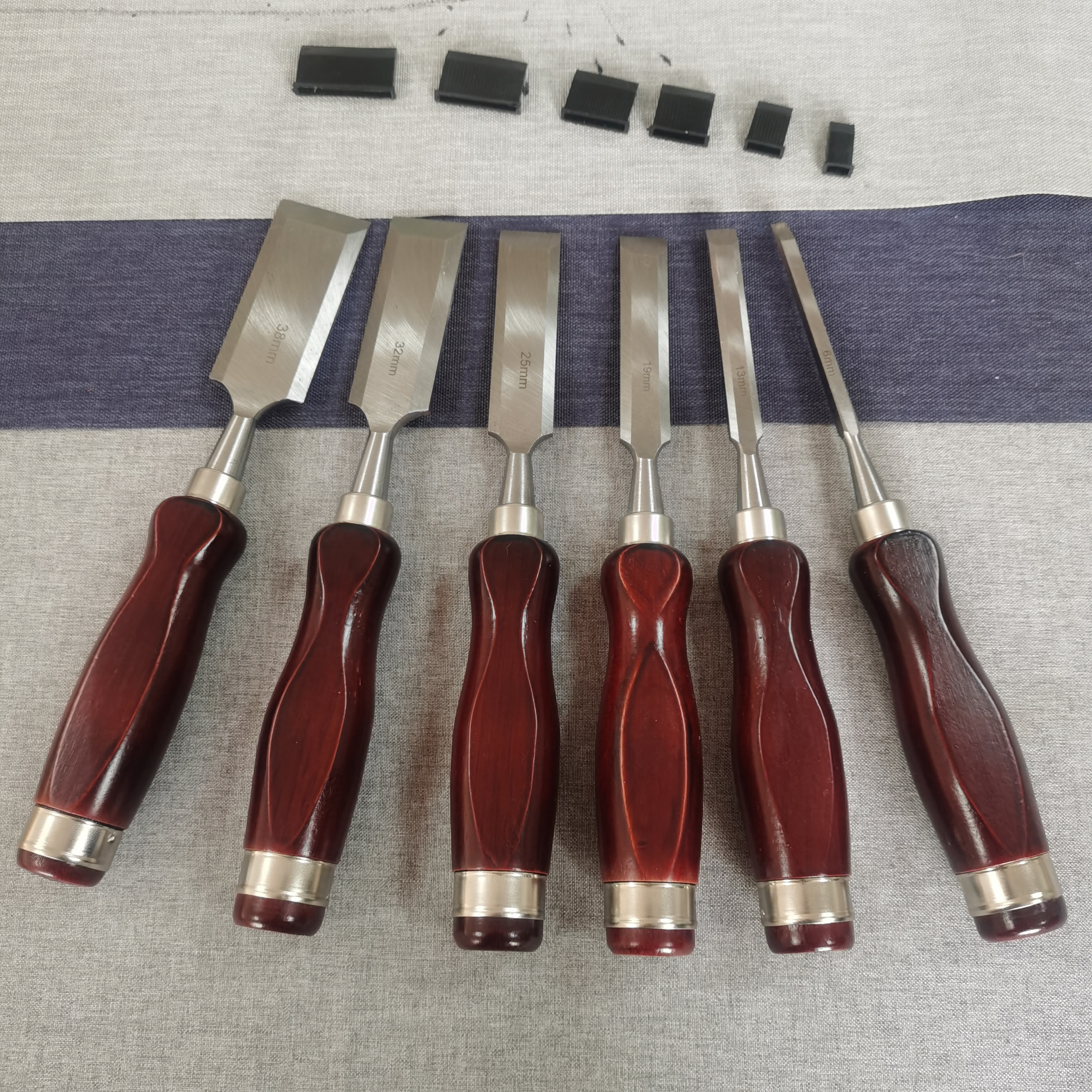 High Quality 6 PCS Rosewood Hand Tools Box Carving Wood Chisel Set with Knife sharpening stones and holders