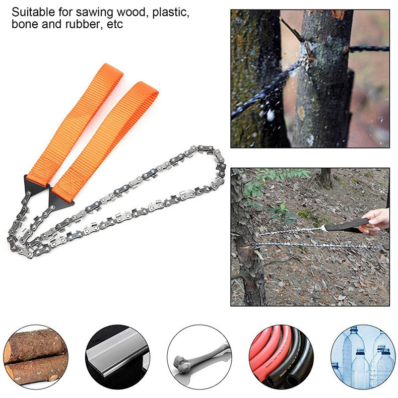 Hot Sale 40-inch Portable Survival Chain Saw Chainsaws Camping Hiking Tool Pocket Hand Tool Pouch Outdoor Pocket Chain Saw