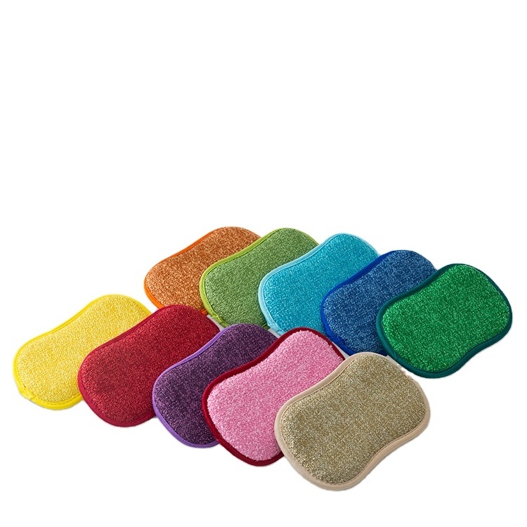 Bearfamily Microfiber Sponges For Dishes Cleaning Double Sided Cleaning Kitchen Sponges Scouring Pads