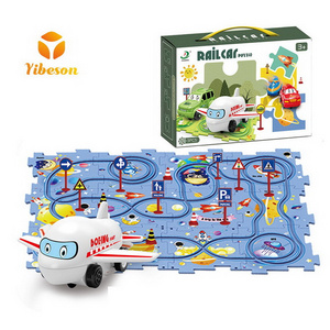 Manufacturers Direct Sale Education Montessori Electric Battery Rail Car DIY Assemble Plastic Puzzle Train Track Toys