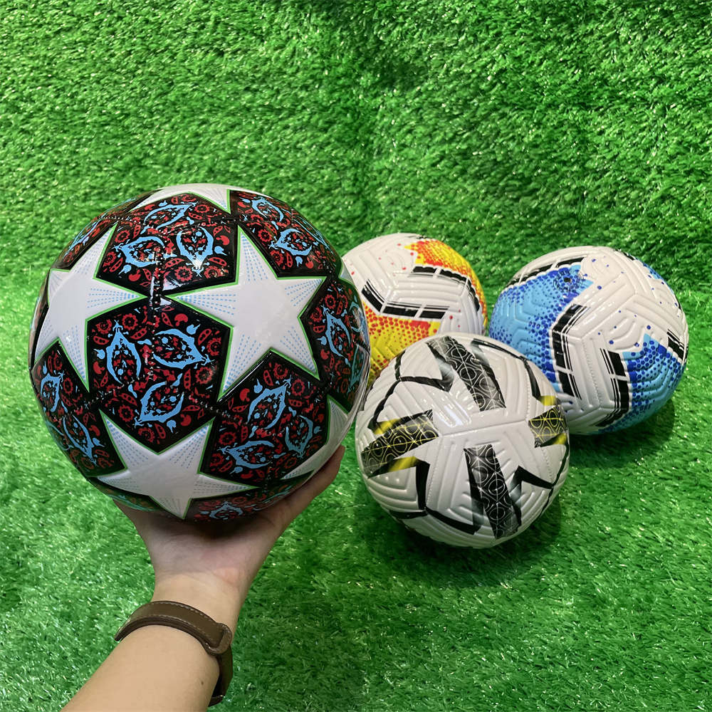 Sport Soccer Balls Match Training Durable Rubber Bladder 12 Panels PU PVC Leather Machine Stitched Official Size 5 Football