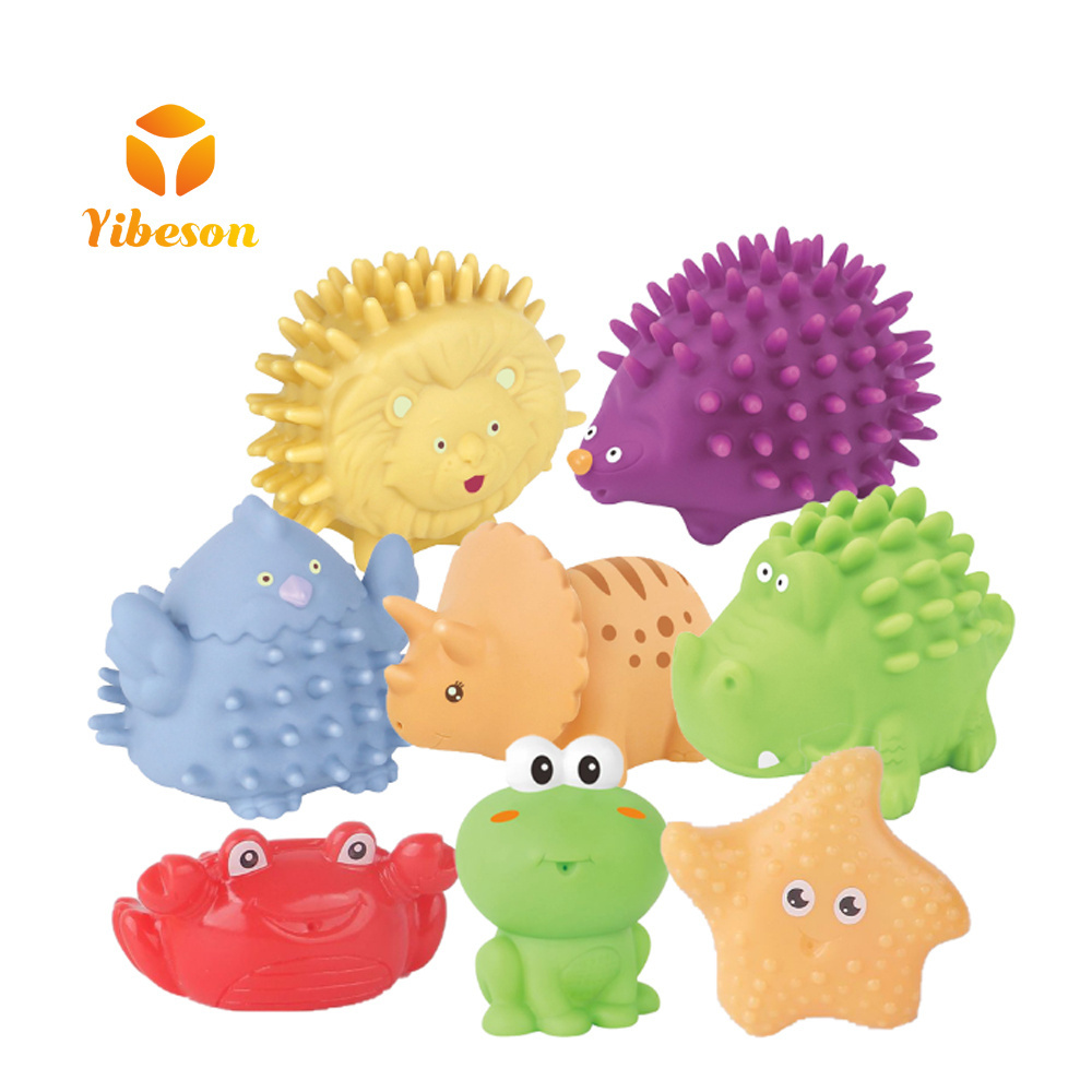 Bath Mini PVC Silicone Floating Green Frog Turtle Octopus Crocodile Whale Shark Dolphin Shaped Sensory Small Rubber Animal Toys