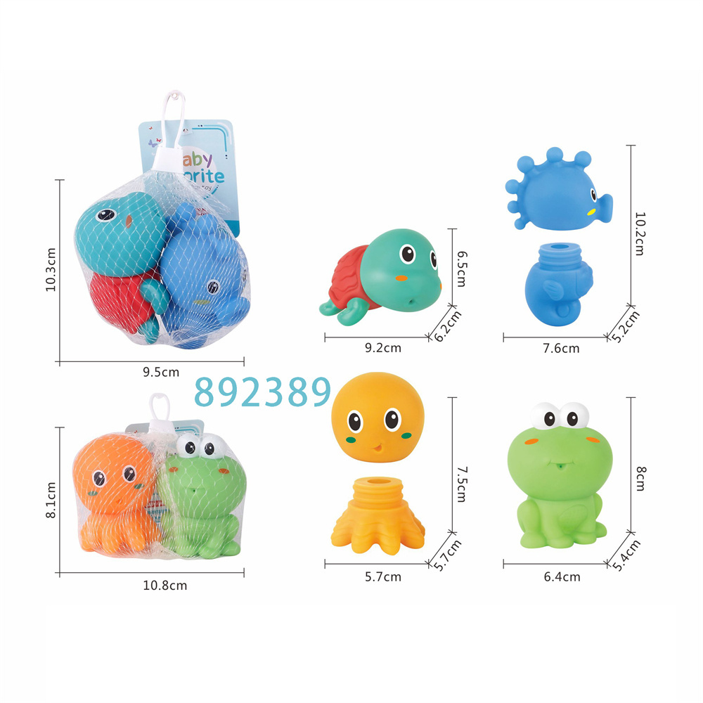 Bath Mini PVC Silicone Floating Green Frog Turtle Octopus Crocodile Whale Shark Dolphin Shaped Sensory Small Rubber Animal Toys