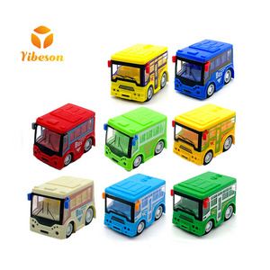 Children Favor Colourful Plastic Simulation Transparent Mini Friction Car Inertia Vehicle Bus Toy