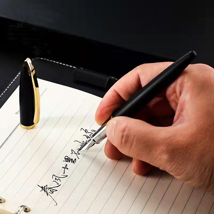 Jinhao 156 high end black customized logo professional business student writing calligraphy fountain pen