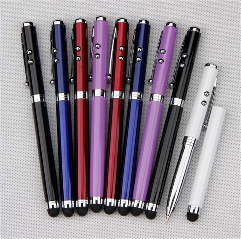 JD-LO82 4 in 1 Metal laser pointer pen pointer custom logo red light pointer ball pen with stylus