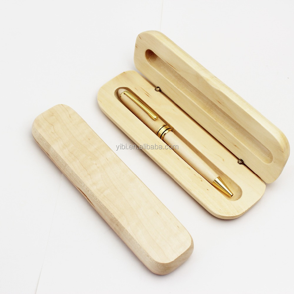 JX-W061 Customized Logo engraved Maple Wooden Ballpoint wood pen kit turning With Box As Gift Set