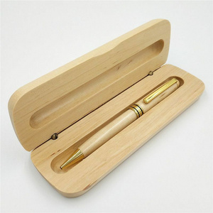 JX-W061 Customized Logo engraved Maple Wooden Ballpoint wood pen kit turning With Box As Gift Set