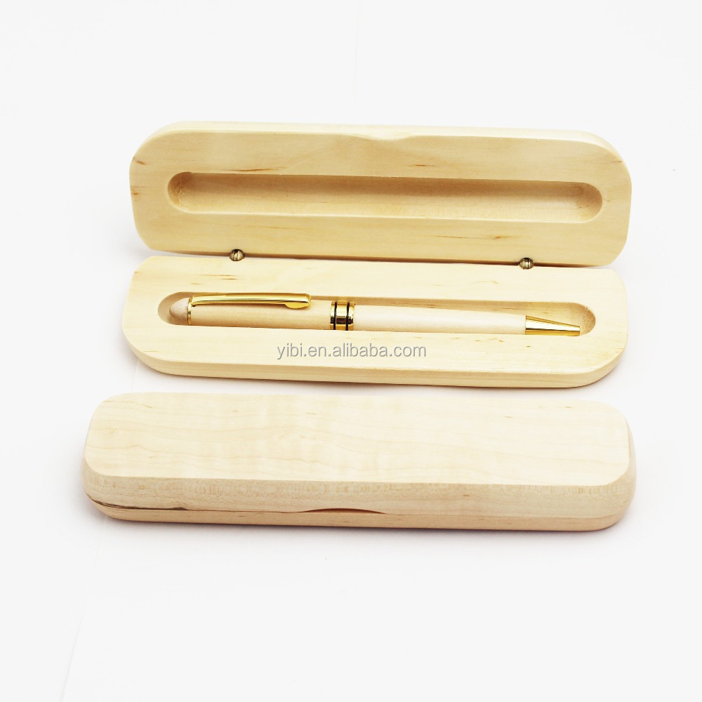 JX-W061 Customized Logo engraved Maple Wooden Ballpoint wood pen kit turning With Box As Gift Set