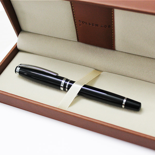 RCGS-034 Hot Sale Baoer Metal Custom Logo Red Black Pen Classic Elegance Roller Ball Point Ballpoint Pen Set With Box