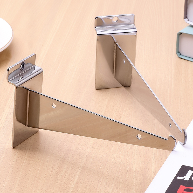 Hot selling retail chrome metal slatwall hook bracket for glass or wood shelf