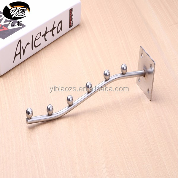 customize 19mm round tube 5 balls clothing hooks slatwall metal slotted wall hook for mdf