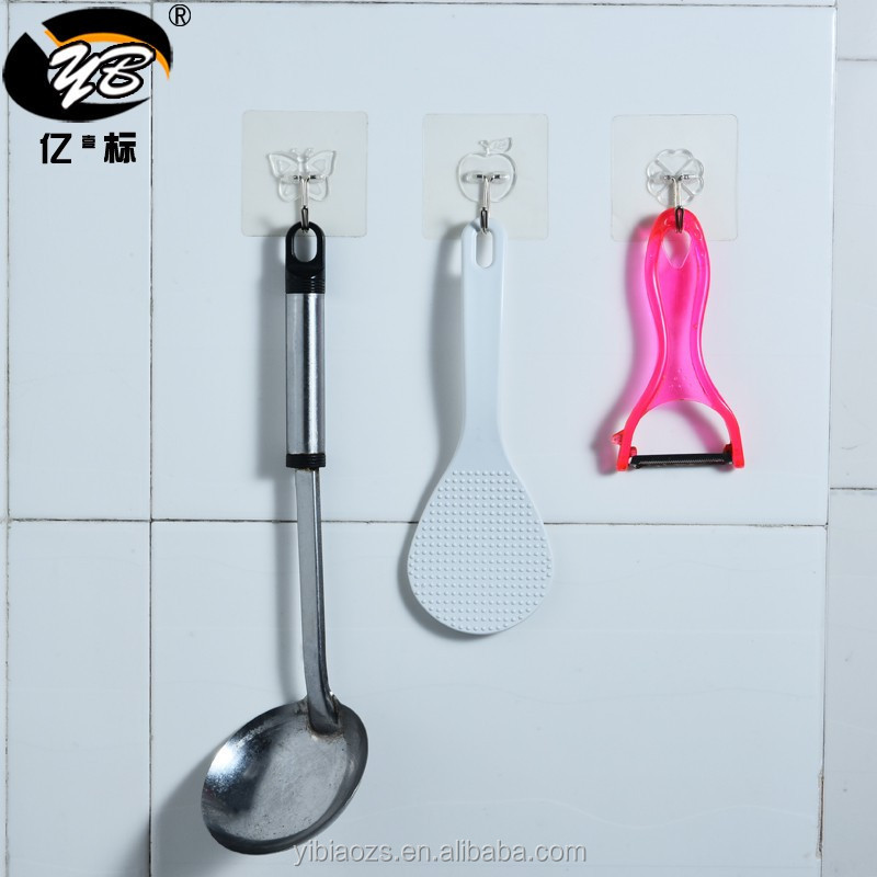 wholesale custom Transparent sticky hook wall hooks pvc plastic colorful wall hanging hooks