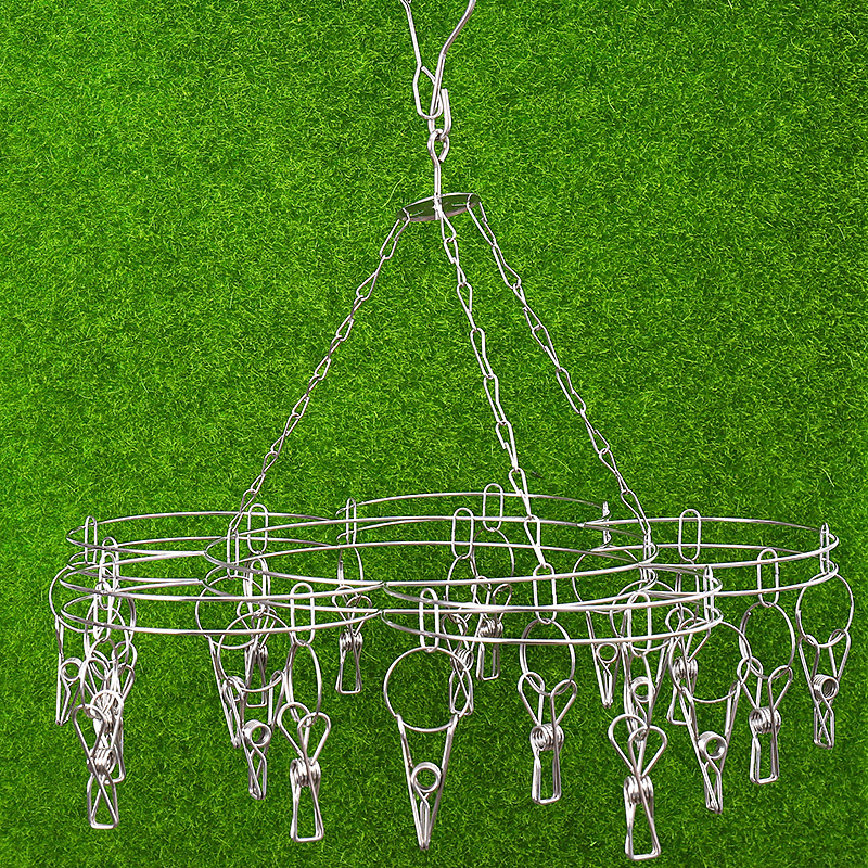 Hot selling modern laundry home hanger stainless steel hat clips hanger socks clothes hanger with 20 pegs