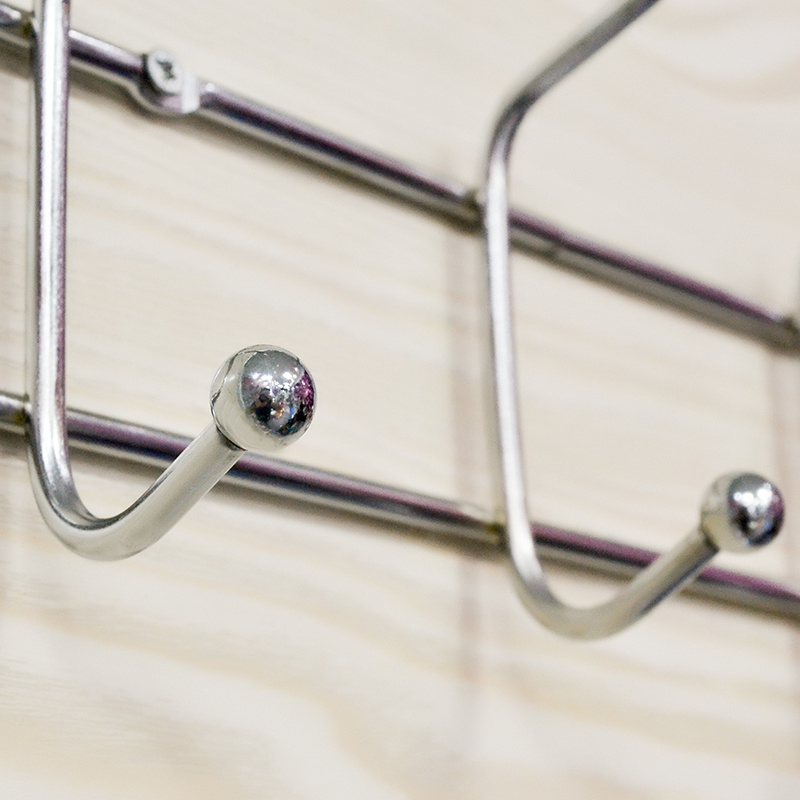 Stainless steel over the door 8 hooks organizer double row over the door hooks