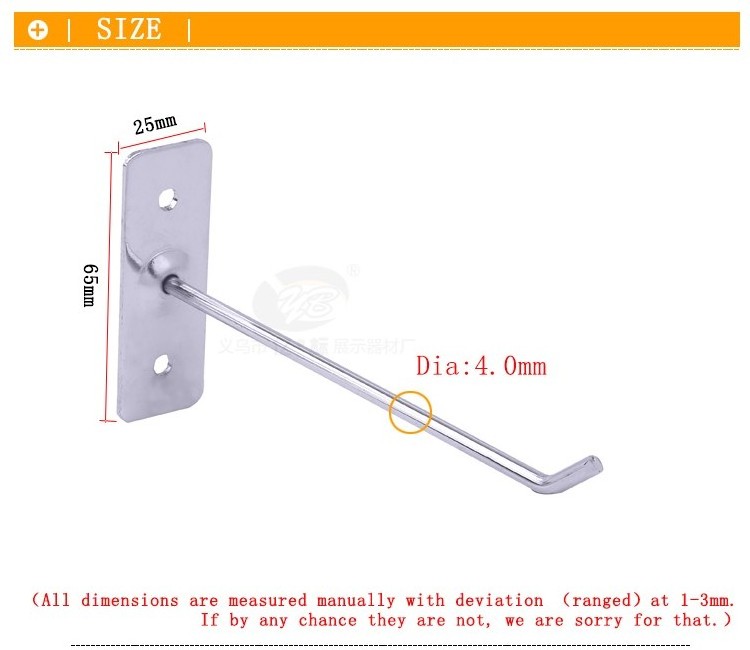 Wall-mounted Clothes Hanging Sloping Display Arm Hooks supermarket display