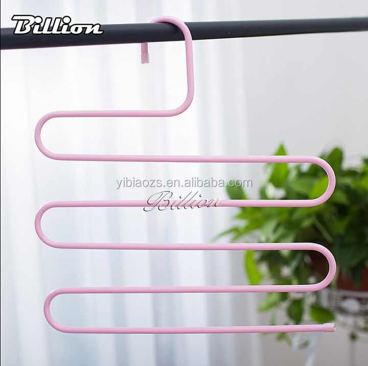 China factory High quality S-shape metal pants rack Hangers Wardrobe 5 Tiers Metal Rack