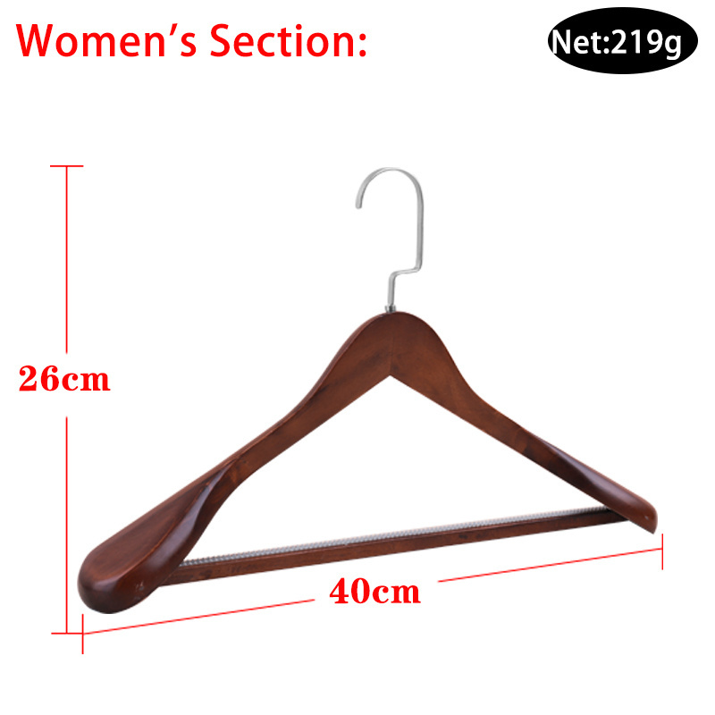 Wholesale natural dark brown antique wood cedar clothes COAT hanger wooden with fixed bar