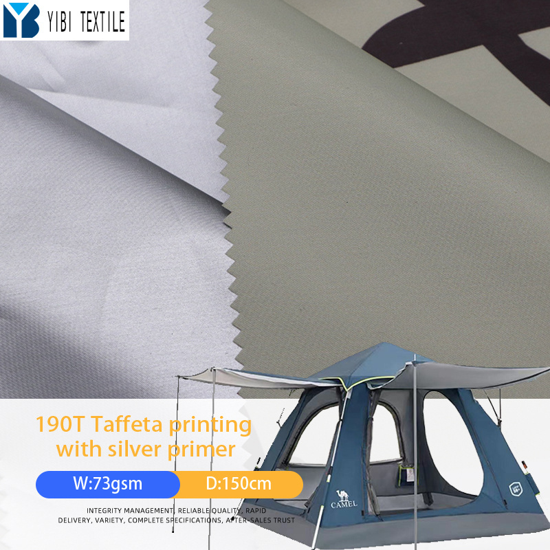 190T polyester taffel printing with silver primer, waterproof and sunscreen tent umbrella outdoor camping canopy fabric