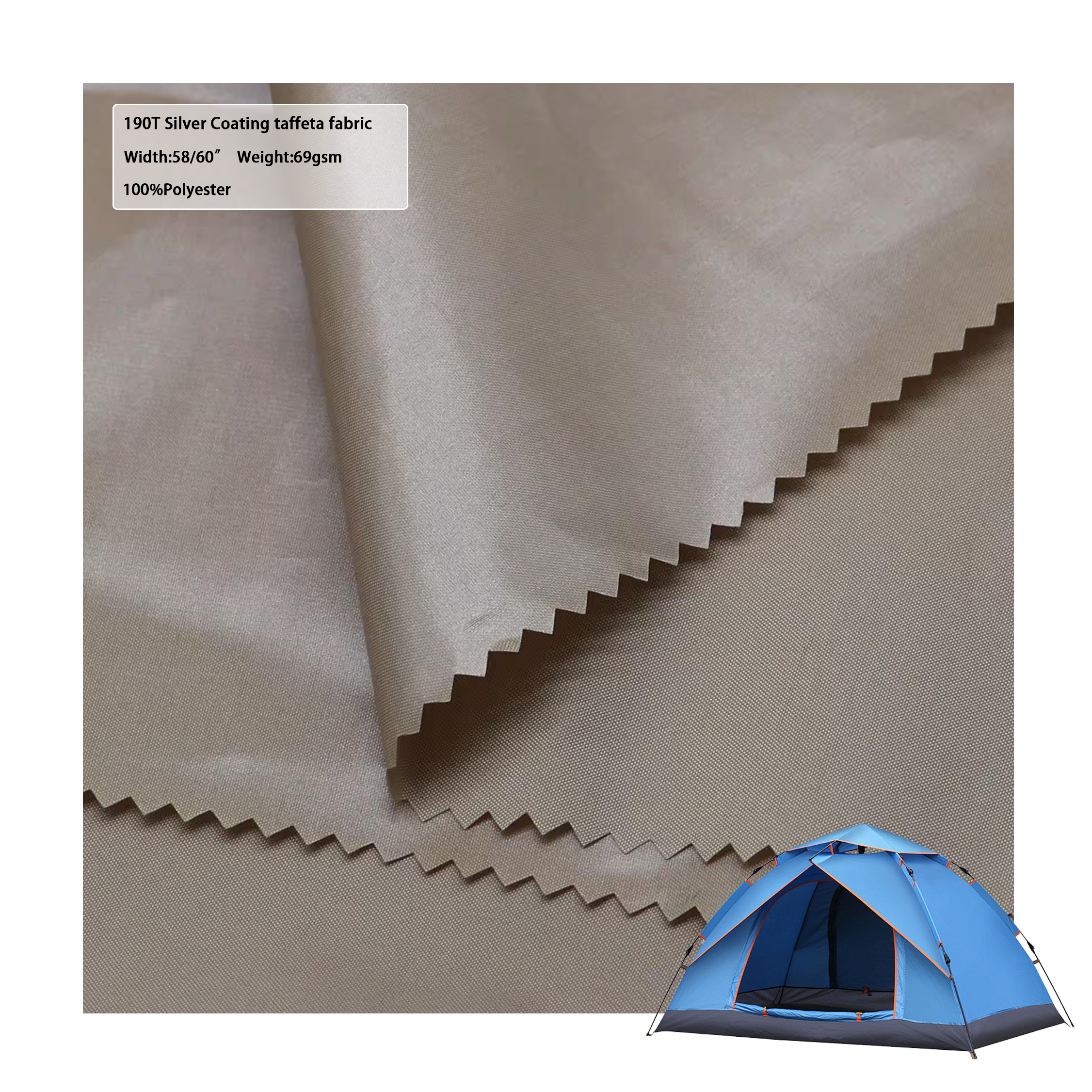 190T polyester taffe PEVA environmentally friendly new material with water pressure of 10000MM suitable for tents and raincoats