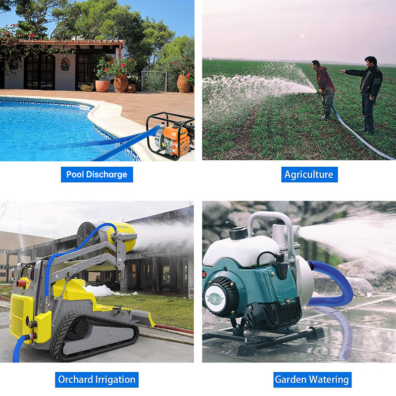 Farming irrigation pipe water pump discharge lay flat hose high pressure 12 bar flexible rubber orange blue pvc layflat hose