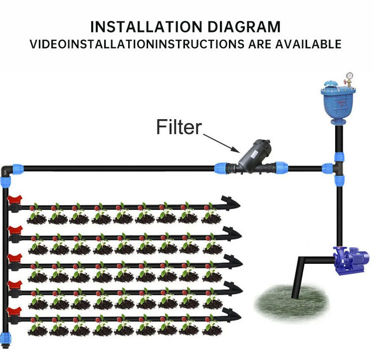 Complete kit 16mm drip tape gate valve fitting agricultural drip irrigation equipment to cover 3 hectares drip irrigation tape
