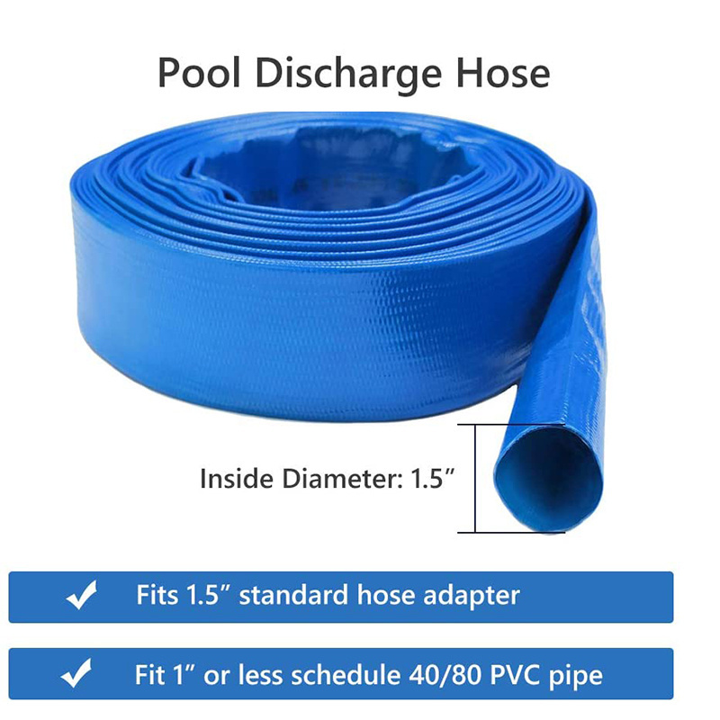 Farming irrigation pipe water pump discharge lay flat hose high pressure 12 bar flexible rubber orange blue pvc layflat hose