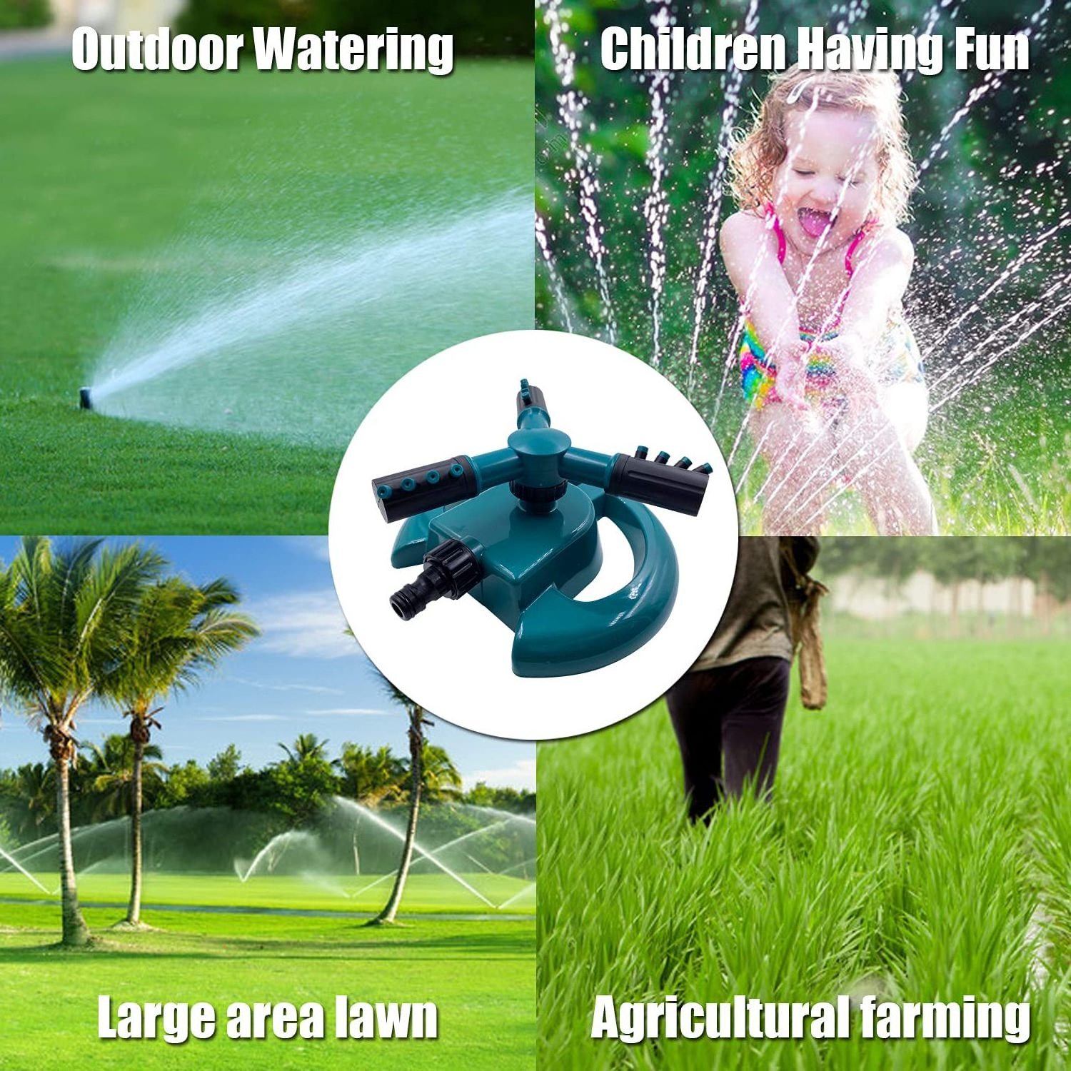 Portable water sprinkler 360 degree rotating garden lawn revolving sprinkler irrigation system oscillating