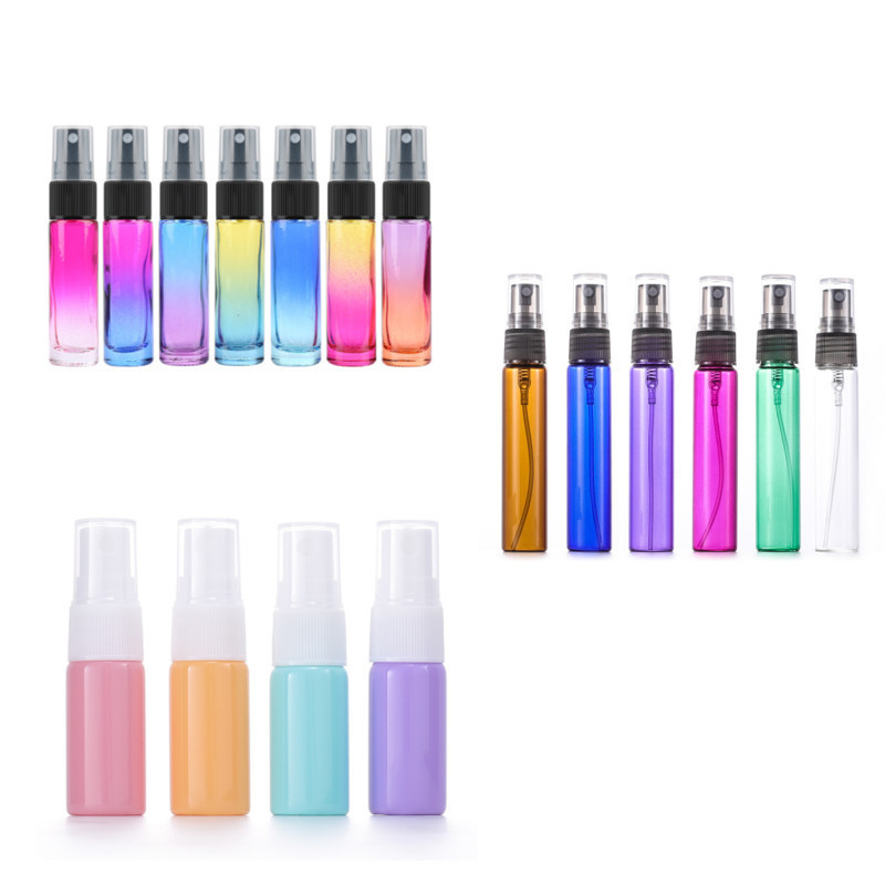 10ml Glass Rainbow Gradient Cosmetic Refill Perfume Essential Oil face mist spray Bottle