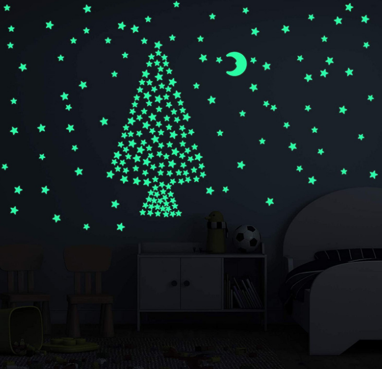 Hot Selling Wall Decoration Of Children's Room Stars Moon Butterfly Glow Glow 3d Wall Sticker