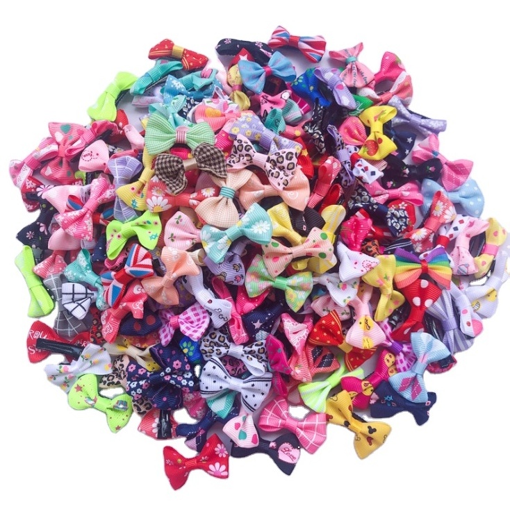 Wholesale Small Dogs Bows Hair Grooming Puppy Accessories Bowknot Cute Dog Handmade Pet Hair Clips