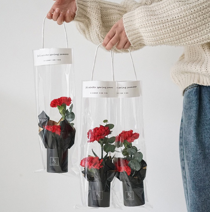 Multiple Handbag transparent flower bag single rose package bag Mini bouquet holding bucket flower bag Kraft paper flower box