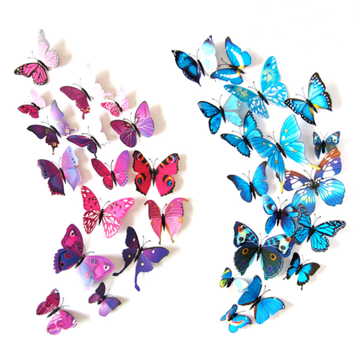 3D  Butterfly Art Wall Stickers Home Decor DIY for Wedding Party Butterflies Fridge Sticker Beautiful Sticker