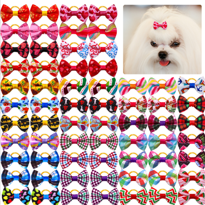 Wholesale Small Dogs Bows Hair Grooming Puppy Accessories Bowknot Cute Dog Handmade Pet Hair Clips