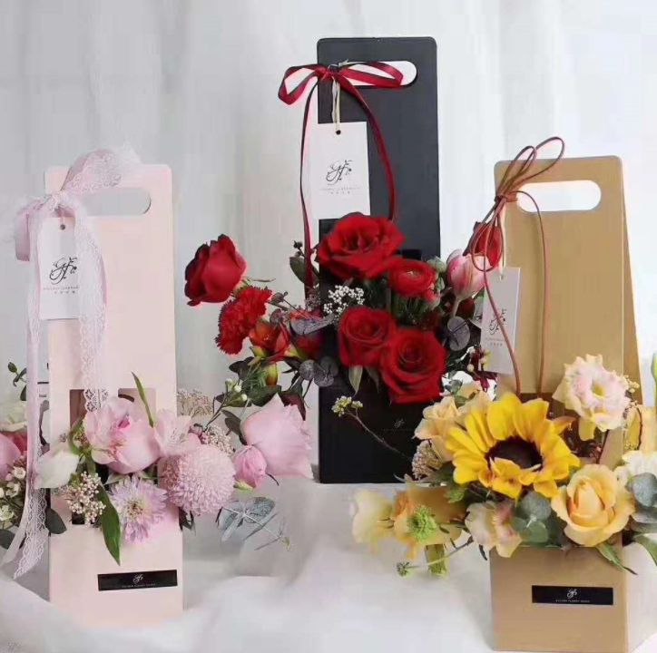 Multiple Handbag transparent flower bag single rose package bag Mini bouquet holding bucket flower bag Kraft paper flower box