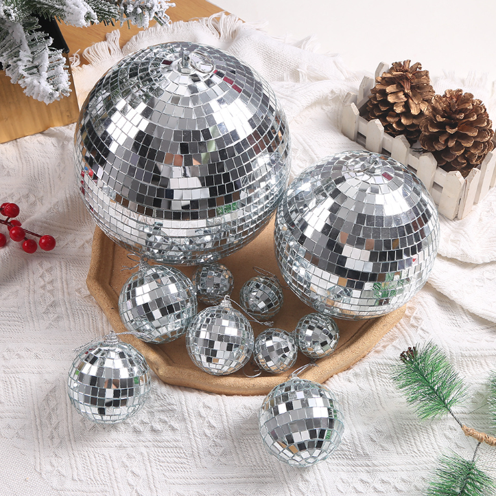 Disco series Mirror Reflective Disco Ball Christmas Tree Hanging Balls Ornaments Pendants Disco straws Party Decor