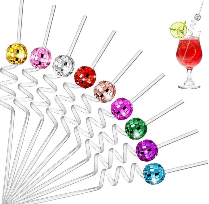 Disco series Mirror Reflective Disco Ball Christmas Tree Hanging Balls Ornaments Pendants Disco straws Party Decor