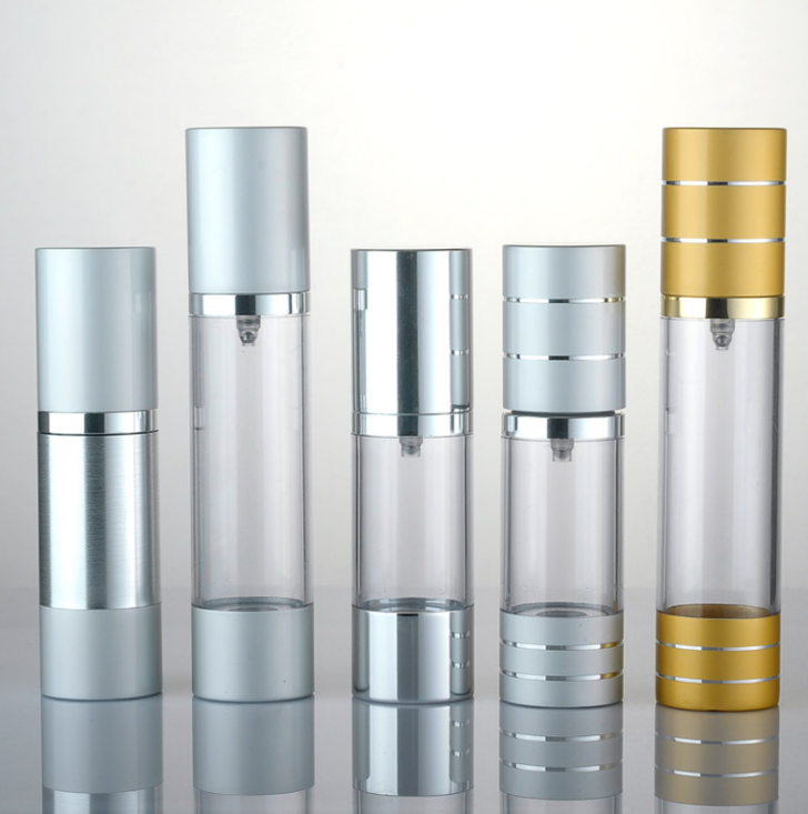 15ml 30ml 50ml silver airless pump bottle airless cosmetic cream pump containers,lotion cream vacuum bottles with pump