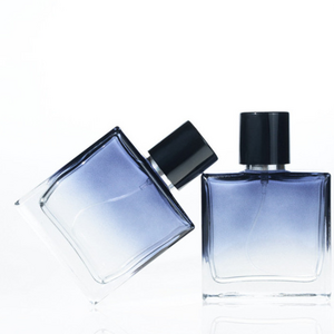 Wholesale 30ml 50ml Glass Perfume Bottles Dark Blue Gradient Square Empty Sprayer Bottle