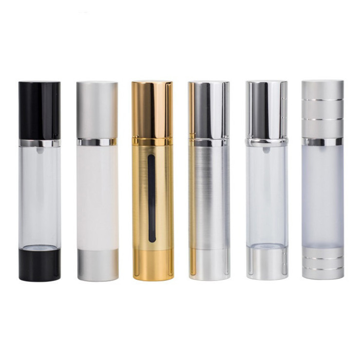 15ml 30ml 50ml silver airless pump bottle airless cosmetic cream pump containers,lotion cream vacuum bottles with pump