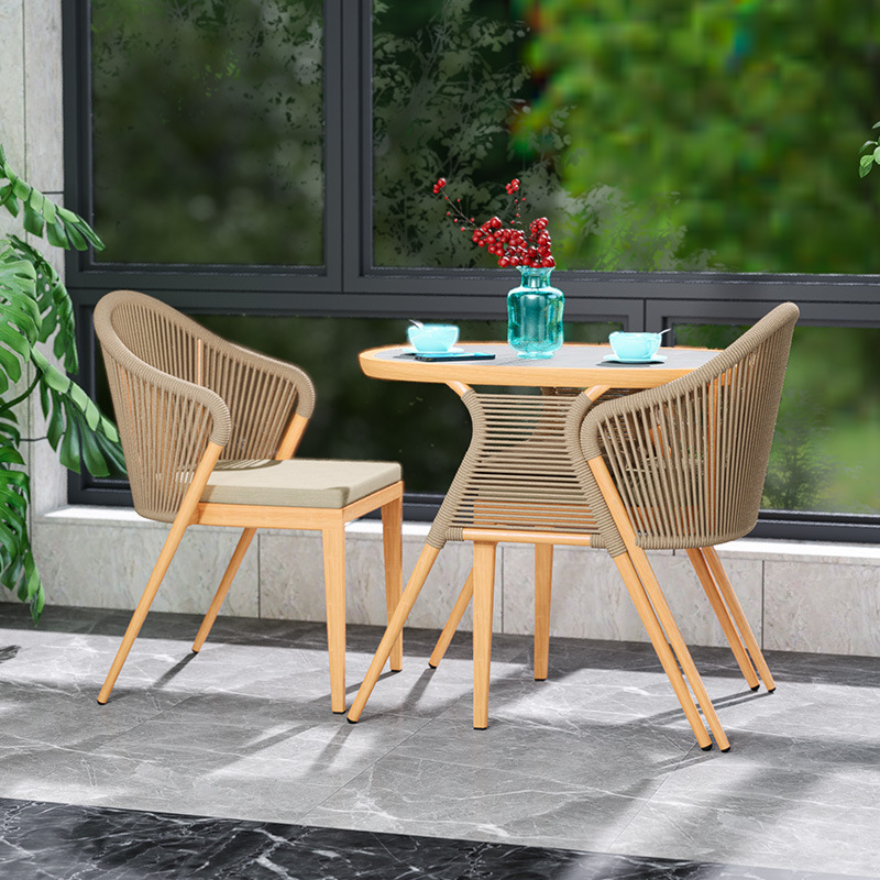 New arrival hot all weather patio dining set rope weave outdoor furniture