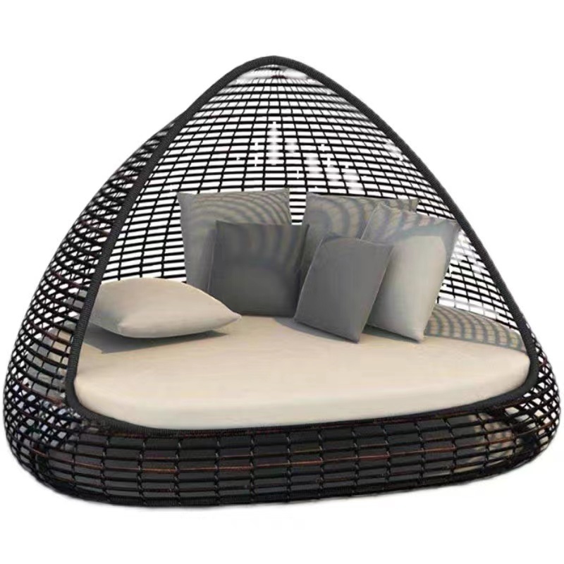 Factory nice design comfortable pool lounger rattan outdoor daybed furniture