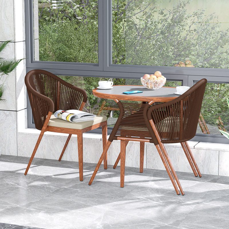 New arrival hot all weather patio dining set rope weave outdoor furniture