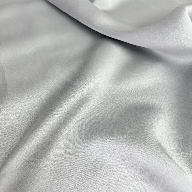 40m/m Sand Wash Luxury Heavyweight Solid Gray Dyed Silk Jedwab Satin Charmeuse Barcade Mikado Fabric for Duchess Dress Garment