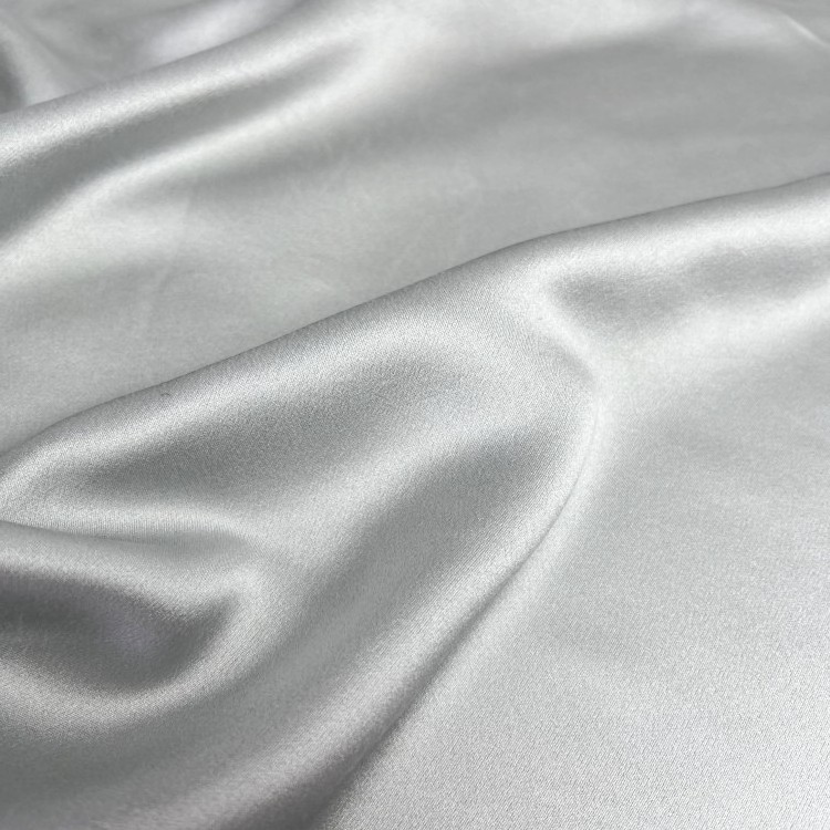 40m/m Sand Wash Luxury Heavyweight Solid Gray Dyed Silk Jedwab Satin Charmeuse Barcade Mikado Fabric for Duchess Dress Garment