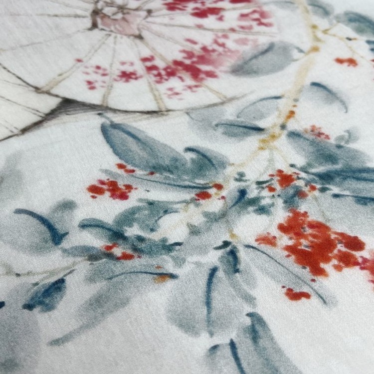 2024 New Spring Classic Custom Chinese Landscape Painting 100% Mulberry Silk Super Soft Double Layers Crepe Georgette Fabric