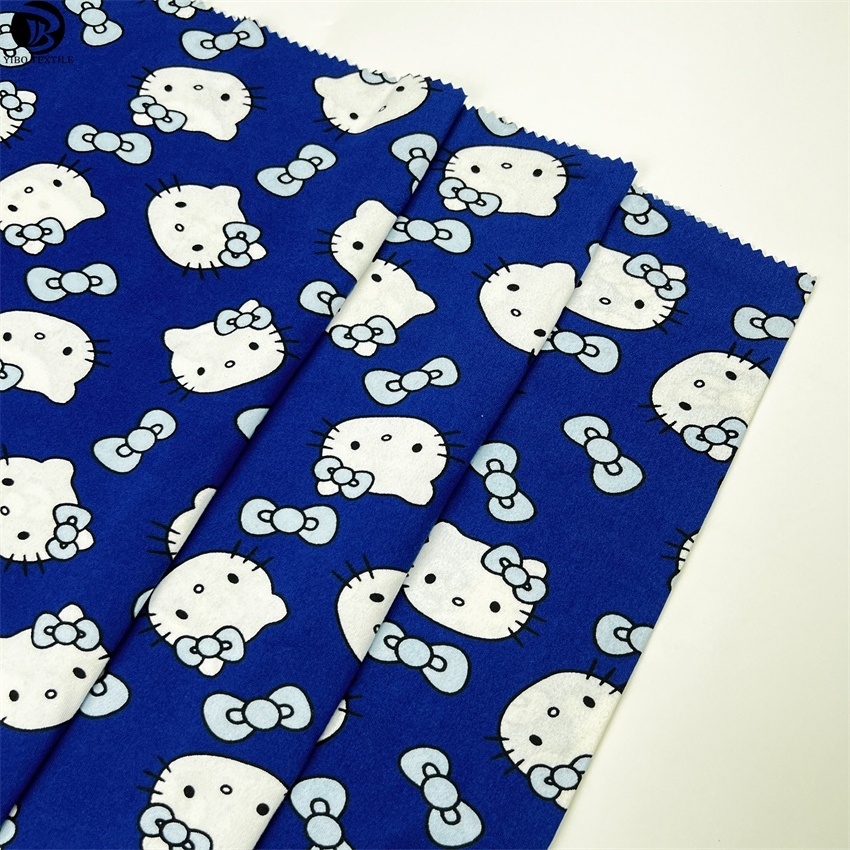 Yibo Textile Customized cartoon printed DTY brushed pajamas fabric knitting stretch fabric