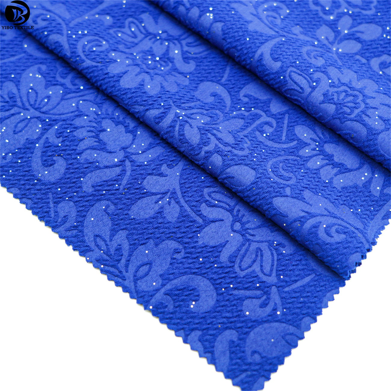 Yibo Textile Polyester spandex foil printed knitted jacquard bullet crepe liverpool fabric embossed for garment