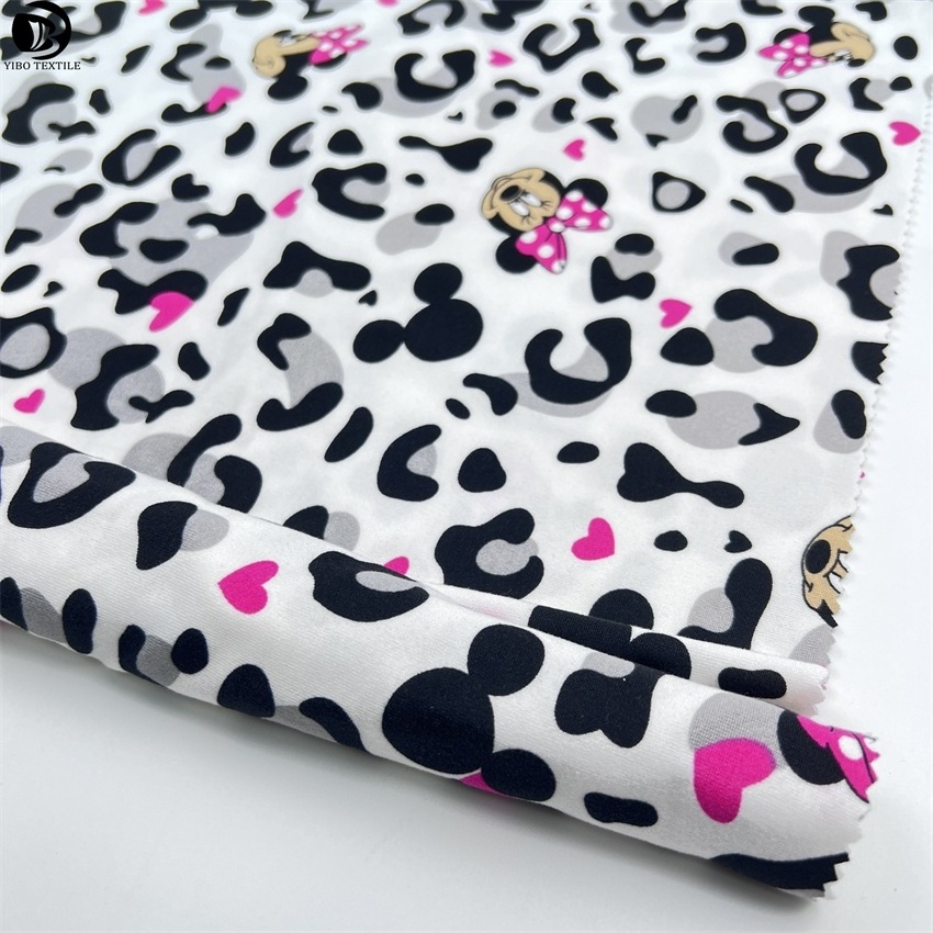 Yibo Textile 95%polyester 5%spandex Custom cute animals printing dty brushed print elastic milk silk fabric for pajama